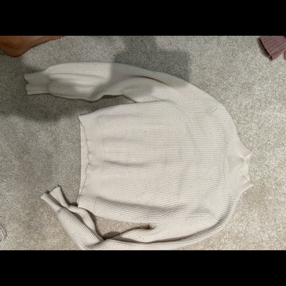 Zara crop white mock neck sweater